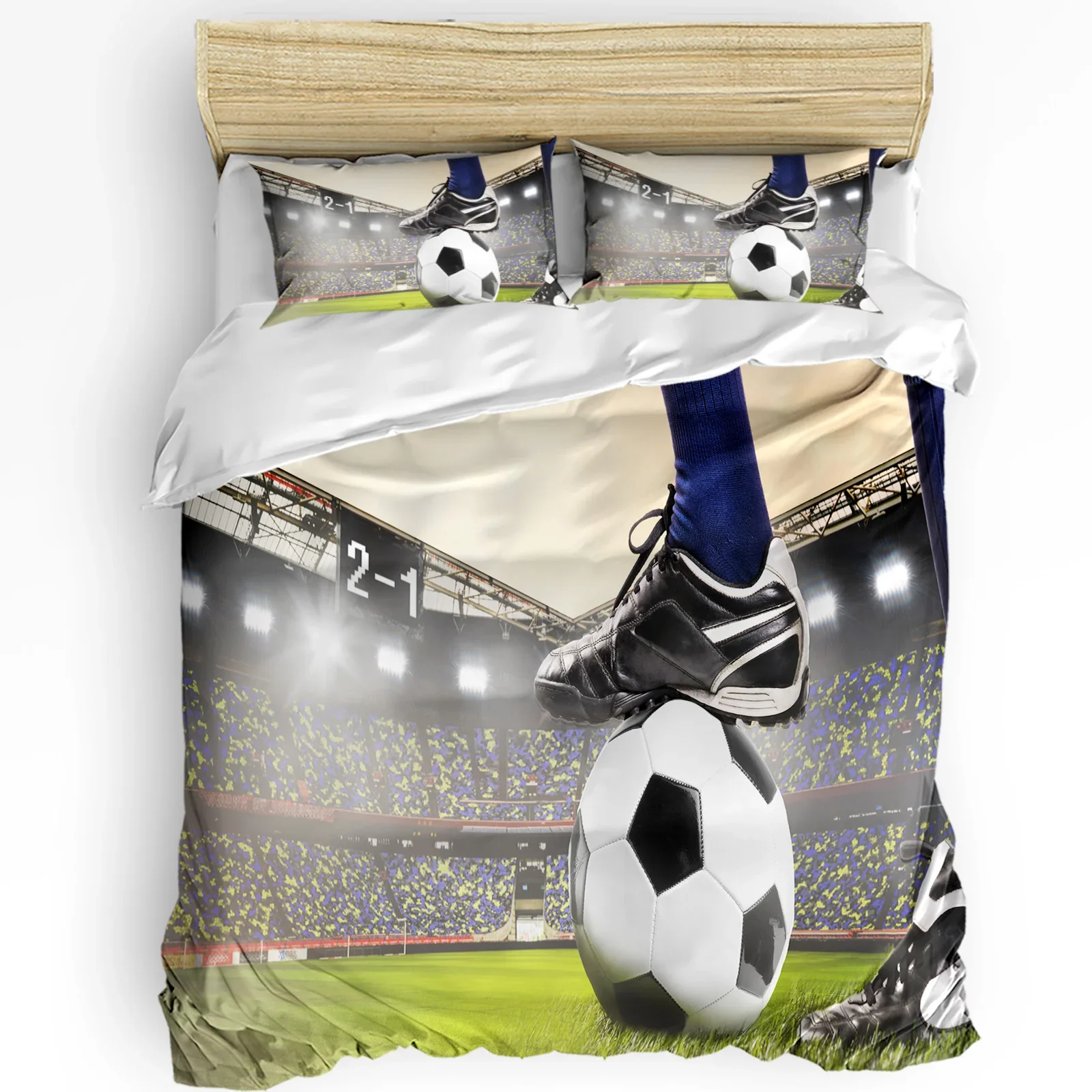 3pcs Bedding Set Gymnasium Soccer Court Balls Football Home Textile Duvet Cover Pillow Case Boy Kid Teen Girl Bedding Covers Set