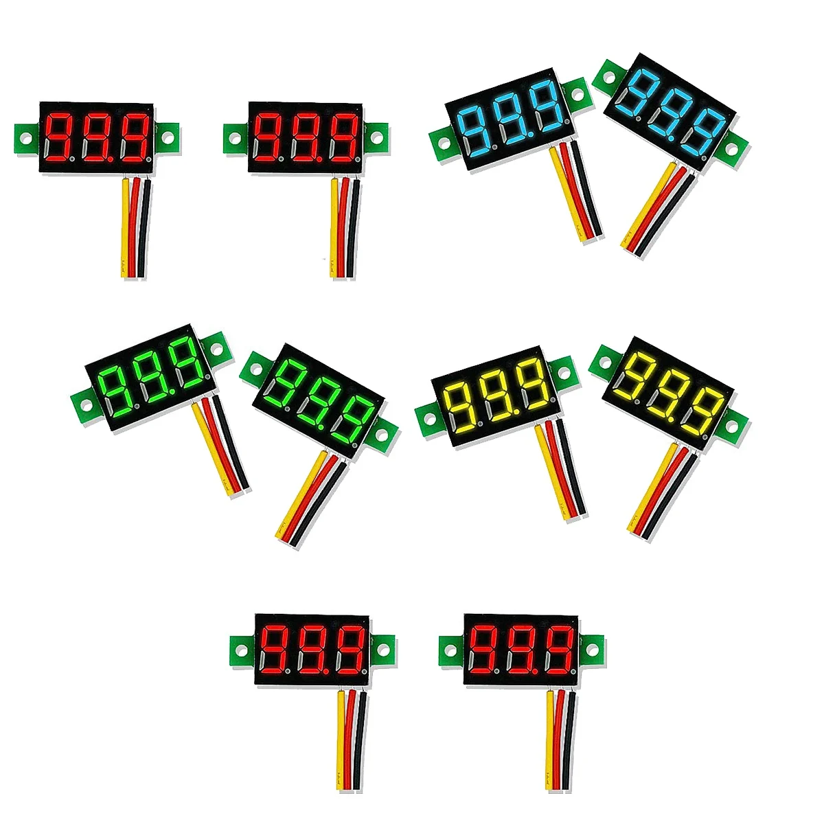 Mini DC Voltmeter Display 3-Wire DC 0-100V Voltage Tester 10PCS 0.28 Inch LED Panel 4 Colors Combined