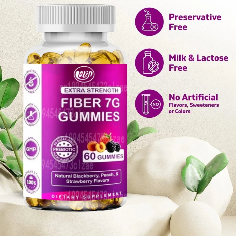 حلوى ناعمة من ألياف البريبايوتيك للبالغين - ألياف 7 جرام قوية للغاية - إضافة سكر بدون 60 حلوى ناعمة على أساس البكتين