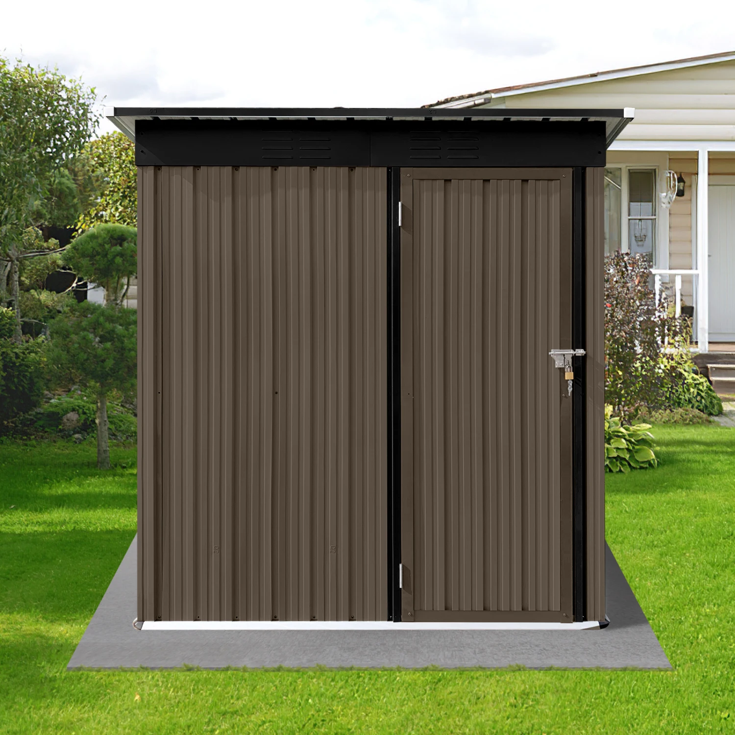 

Metal garden sheds 10ftx8ft outdoor storage sheds Dark-grey with window