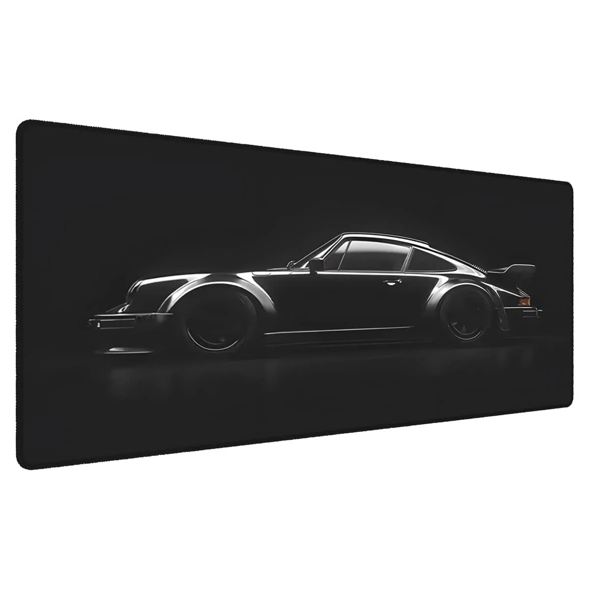 1pc Large Black Sports Car Silhouette Design Mouse Pad - Multi - size Non - Slip Stitched Edge Desk Mat for Gaming Home Office
