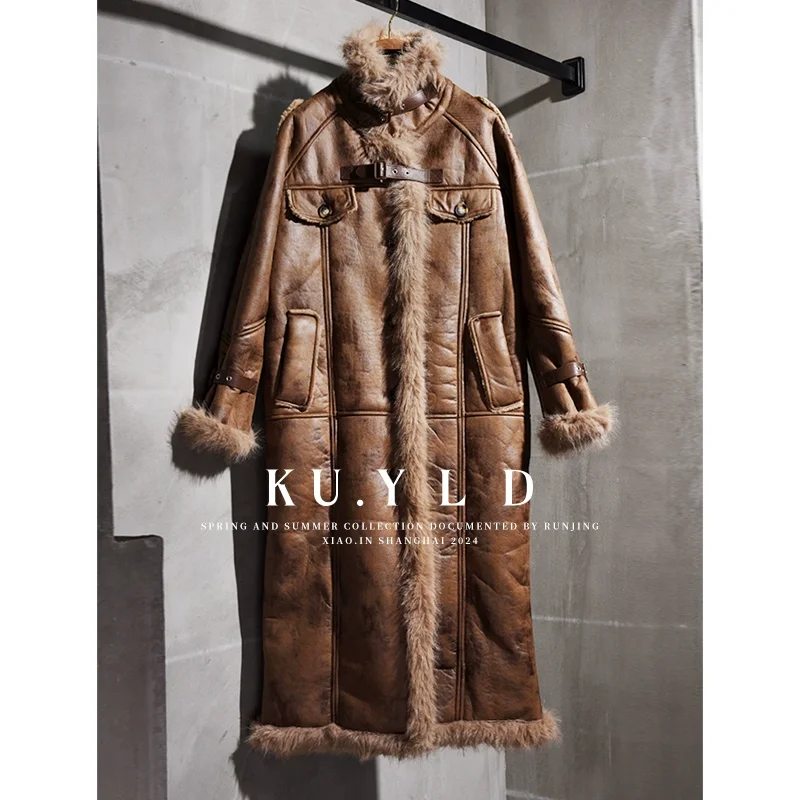 High-end Luxury Long Coat Coat Women 2024 New Winter Retro Fur Integrated Lamb Wool High-grade Trendy Faux Fur Coat Female