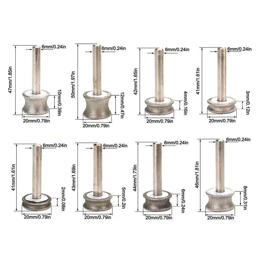 Concave Diamond Grinding Wheel Glass Round Burr Drill Bits Concave Diamond Polishing Wheel Sharpening Rotary Grinding Tool