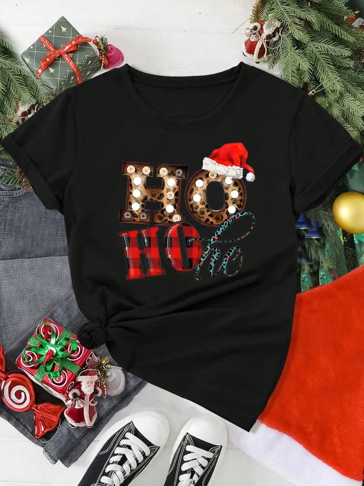 Vrouwen Kerst Kerstman Gedrukte T-shirt Kerst Xmas Cartoon Top T-shirt Harajuku Mode Nieuwjaar T-shirt Kleding
