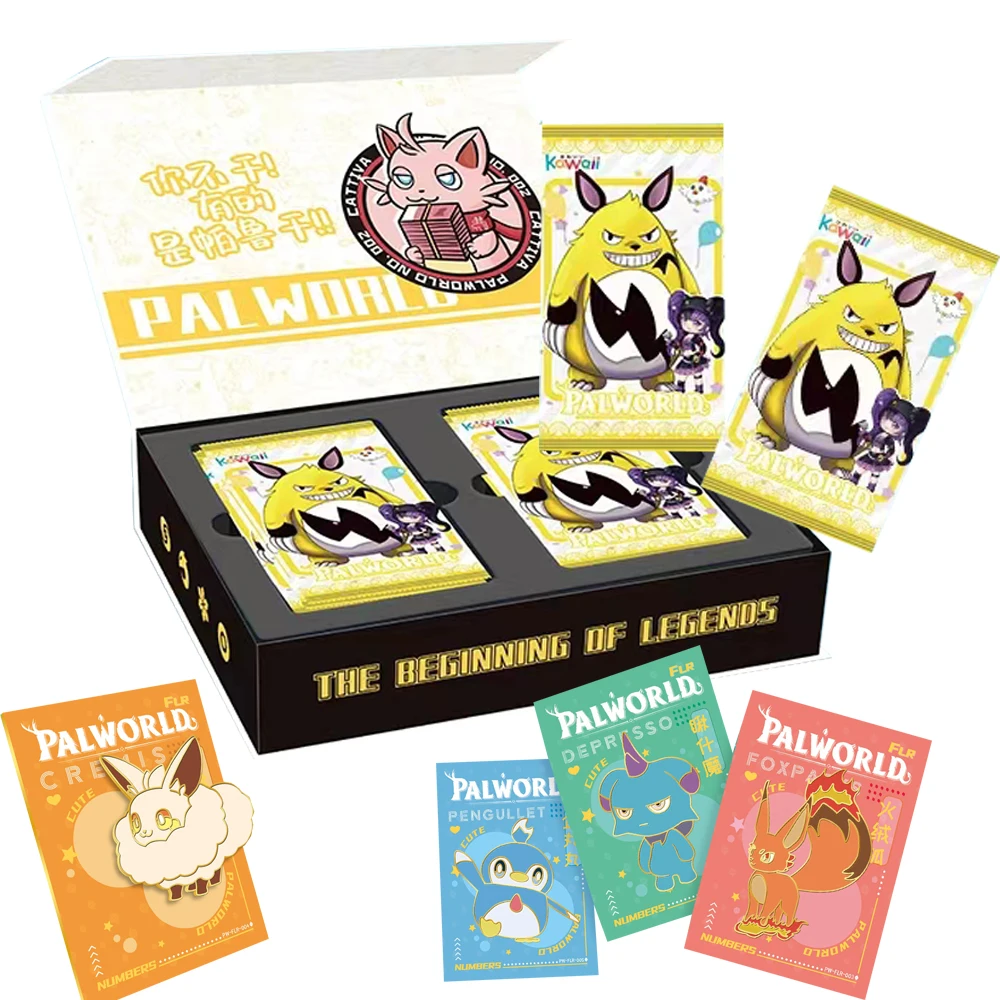 Kawaii Palworld Collection Cards Original Adventure Independence Anime Game Collectibles Enamel Paru Cards Kid Birthday Gifts