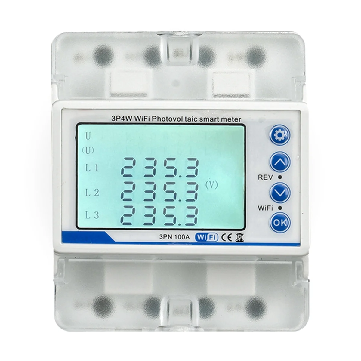 3 Phase 380V 100A Tuya WiFi Smart Bi-Directional KWh Meter over Under Voltage Protector Relay Switch Current Limit