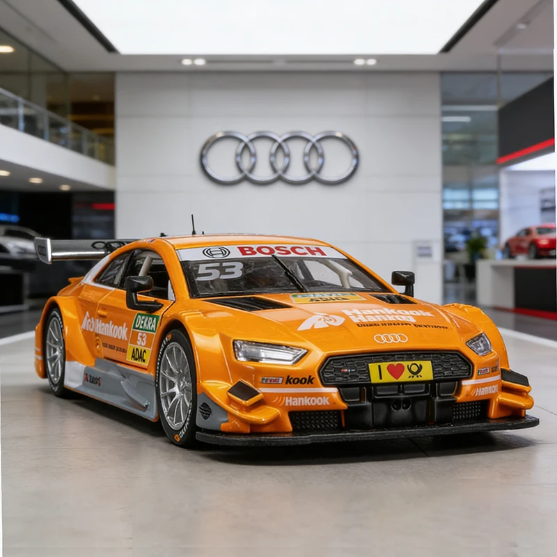 

Металлическая модель автомобиля AUDI RS5 DTM Supercar в масштабе 1:32, литая под давлением, со звуковыми и световыми эффектами, игрушка для детей