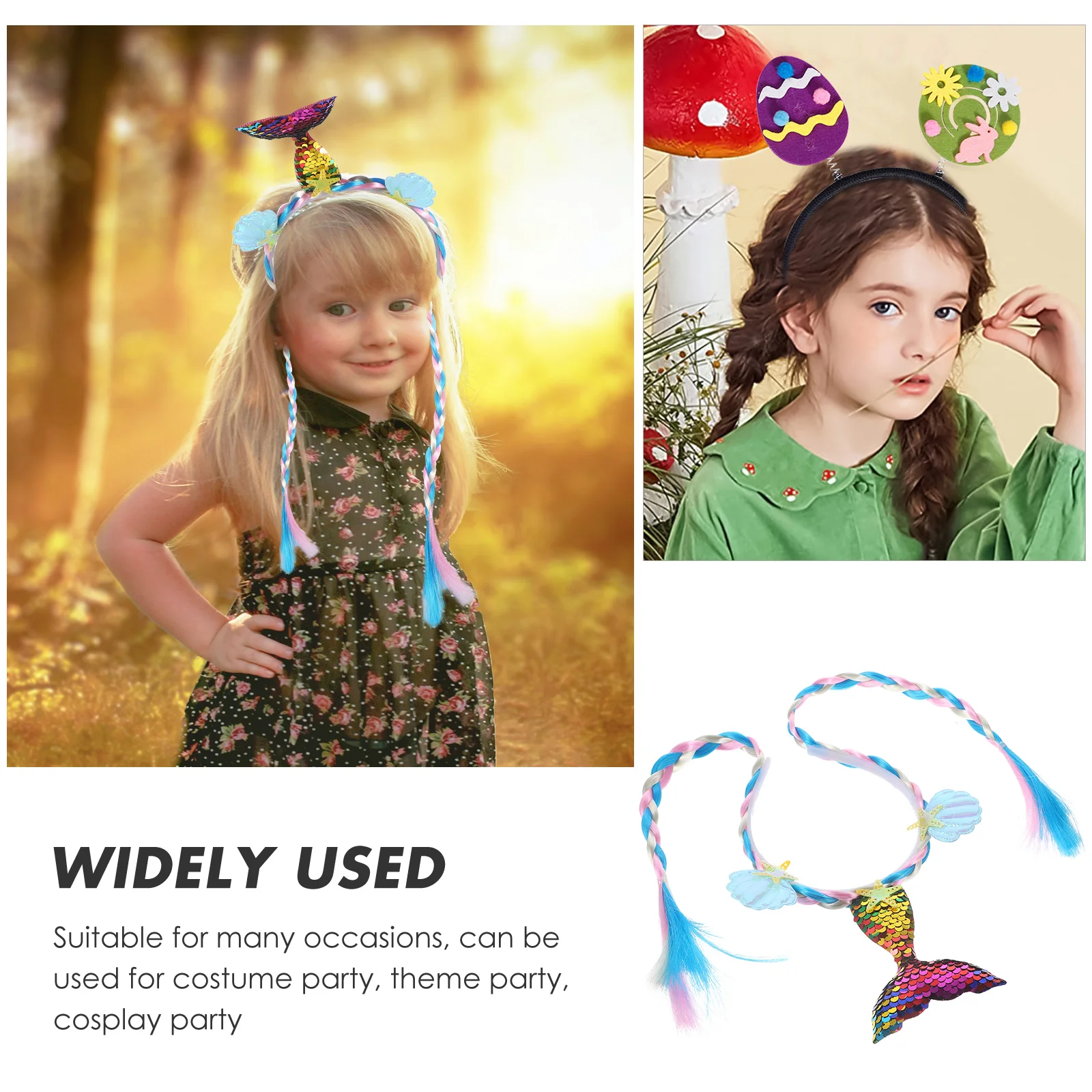 

Mermaid Headband Seashell Hair Accessories Girls Women Sequin Tail Plastic Lightweight Comfortable Party Cosplay