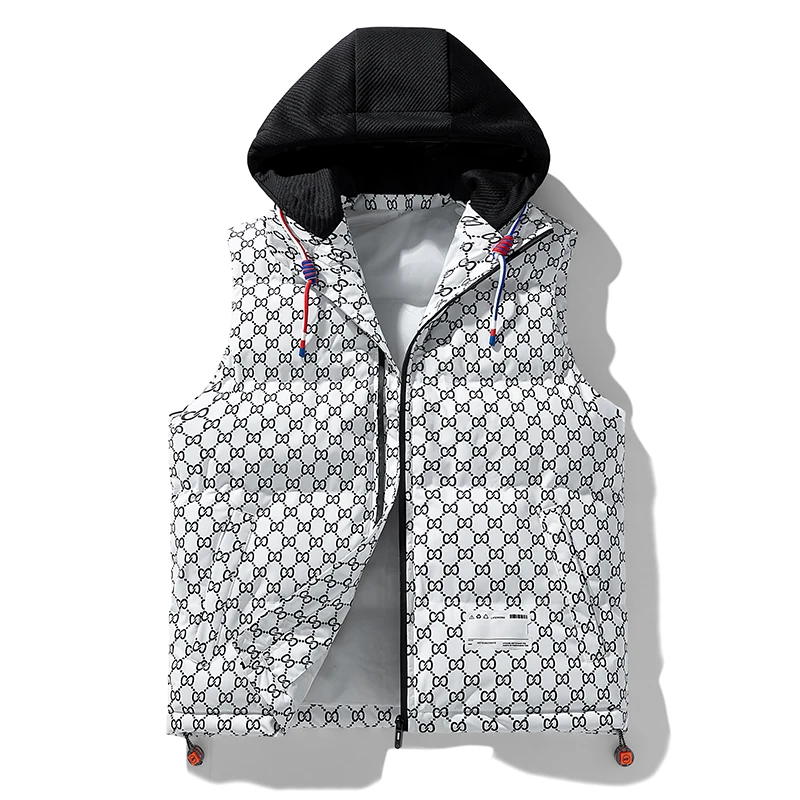 Nieuwe mouwloze jas met capuchon Herenmode Warm mannelijk wintervest met capuchon Licht plus maat heren werkvest Winddicht jack