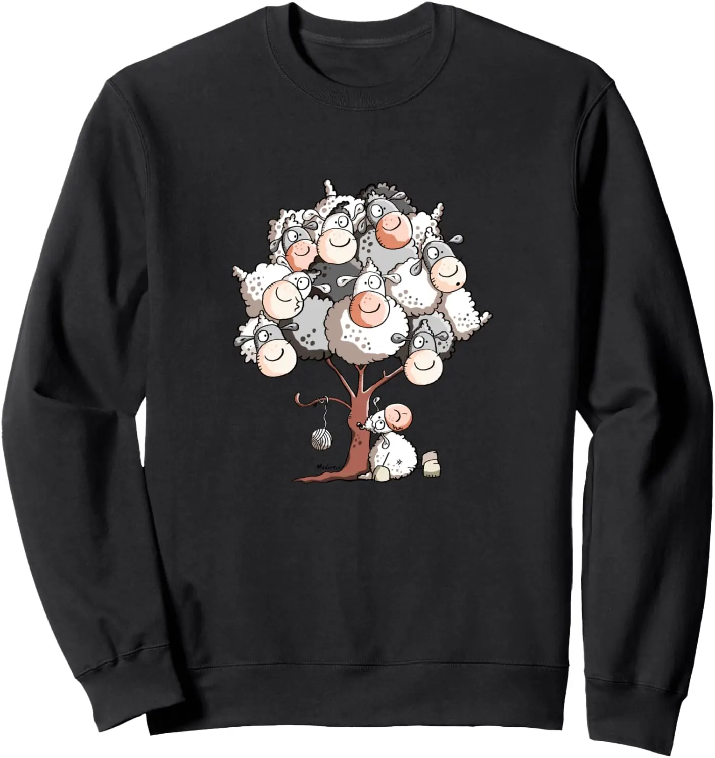 Sheep In a Woolly Tree I Sheep Wool Tree I Sheep Art Sweatshirt