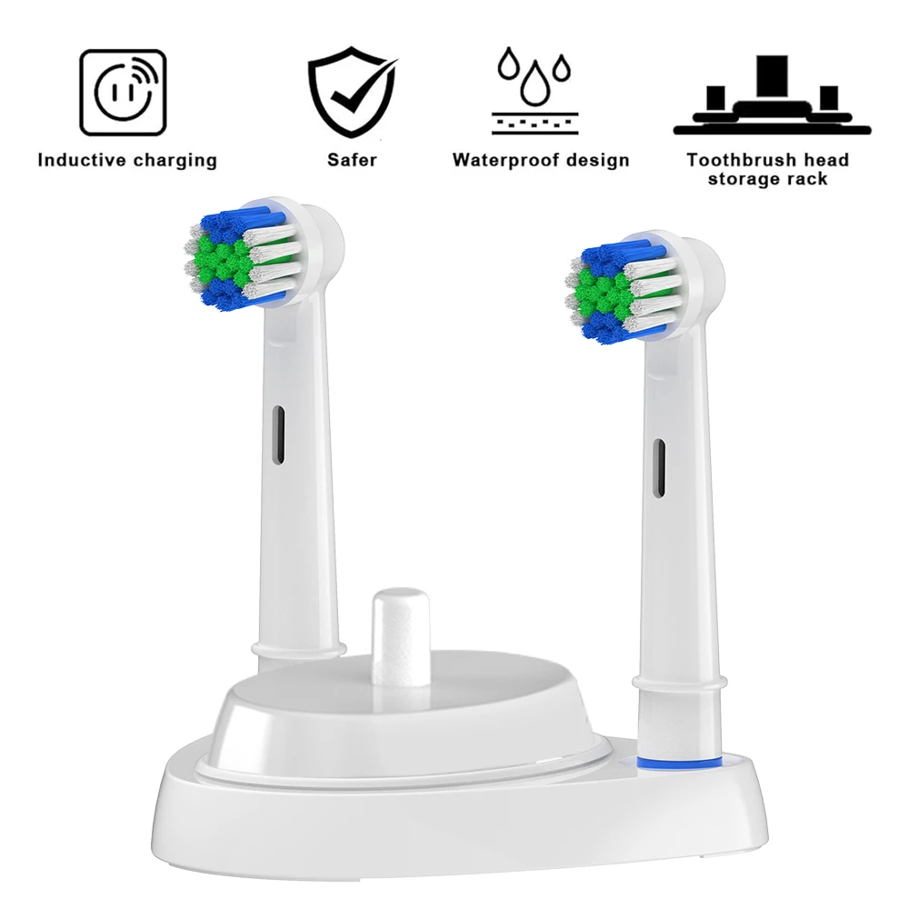 Electric Toothbrush USB Charger Base & Toothbrush Heads Holder Set Compatible with Oral B Braun Electric Toothbrushes PRO Series