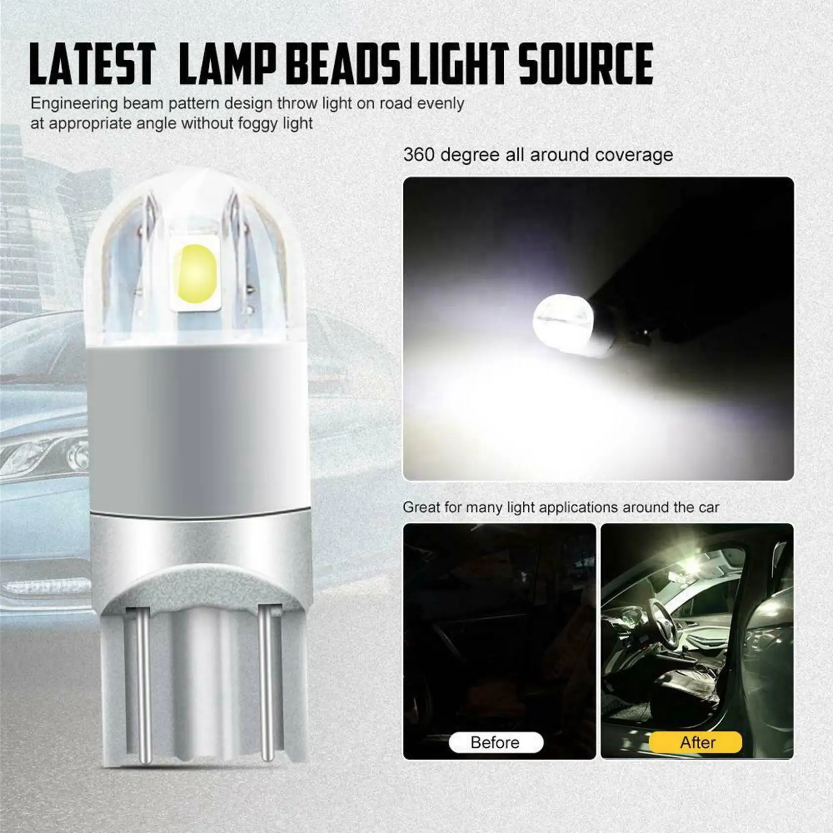Exclusive 60Pcs 6000K Canbus T10 168 194 W5W Dome License Side Marker LED Light Bulb White