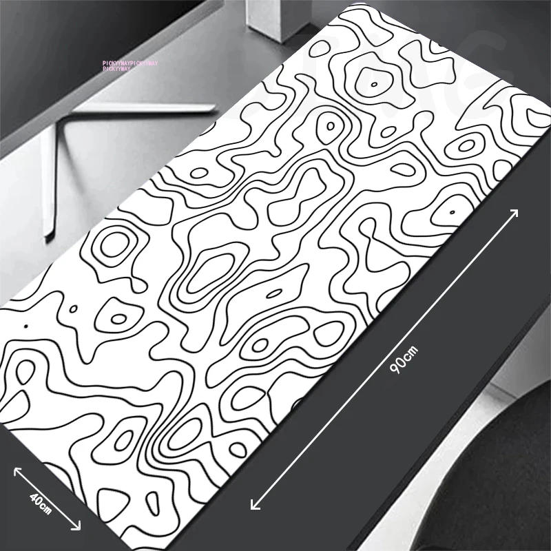 

Black White Line Large Mouse Mat Gaming Mousepad Big Gamer Mousepads 39.3x19.6in Rubber Keyboard Mats Desk Pad HD Mouse Pads