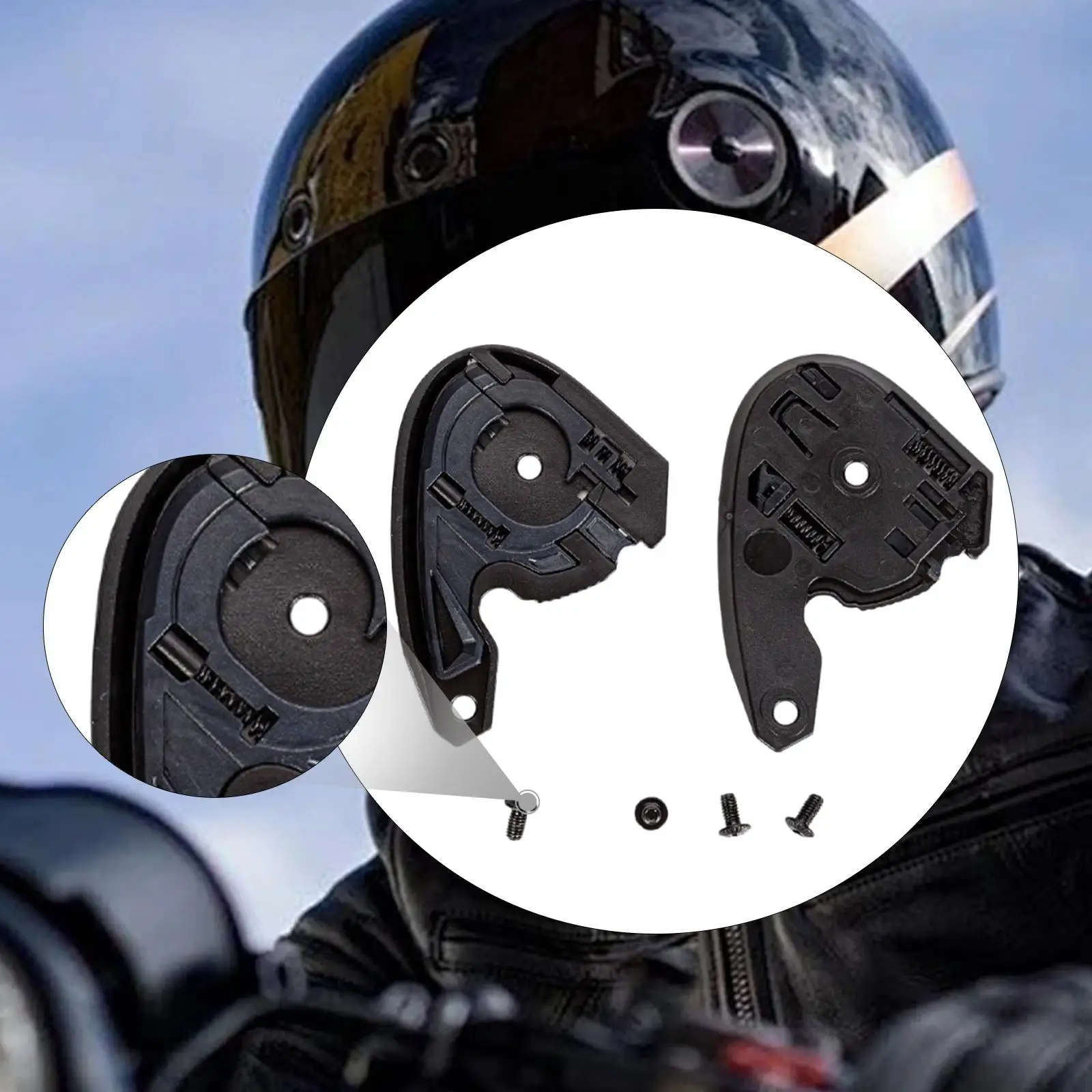 

2 Pieces Motorcycle Helmet Lens Bases Spare Parts Utility Easy to Install Accessory Lens Base Plate Visor Bases for Hjc C10