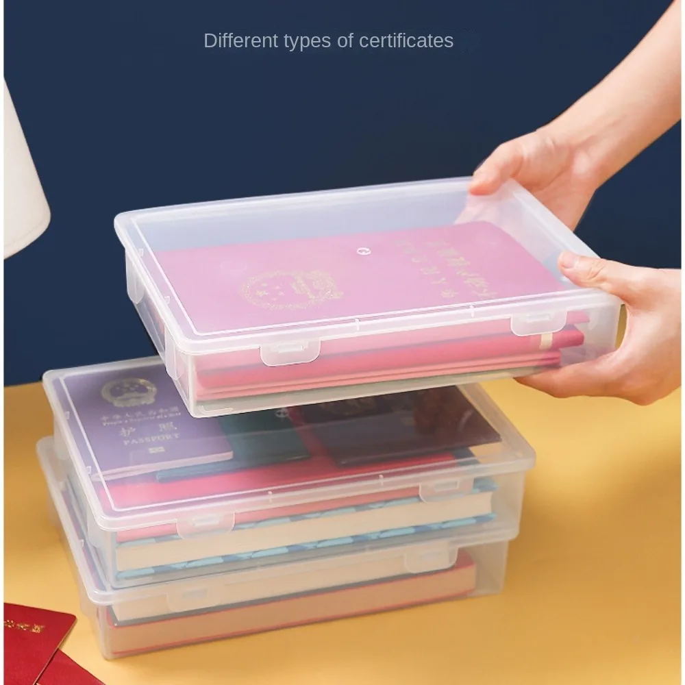 

New Plastic Document Organizer Square Shape Clear A4 Organizing Box Certificate File Container Office & School Supplies
