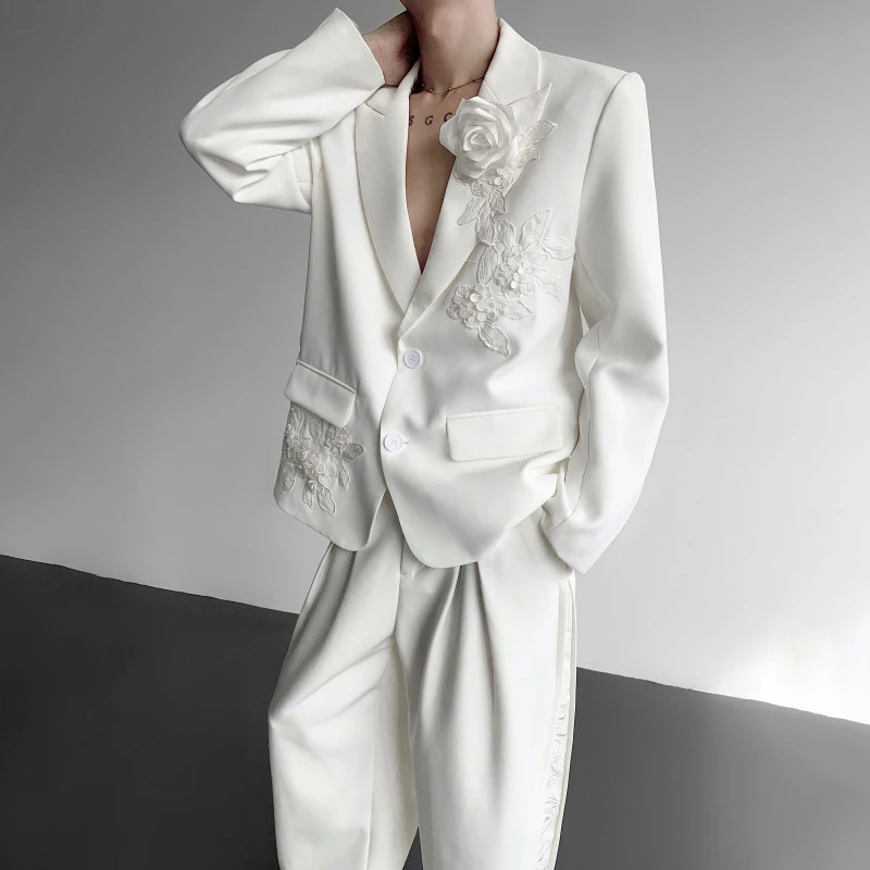 LUZHEN 2025 جديد فاخر أنيق مزاجه ثلاثي الأبعاد المرقعة السترة معطف الرجال موضة وسيم ملابس كاجوال JY4403 #5