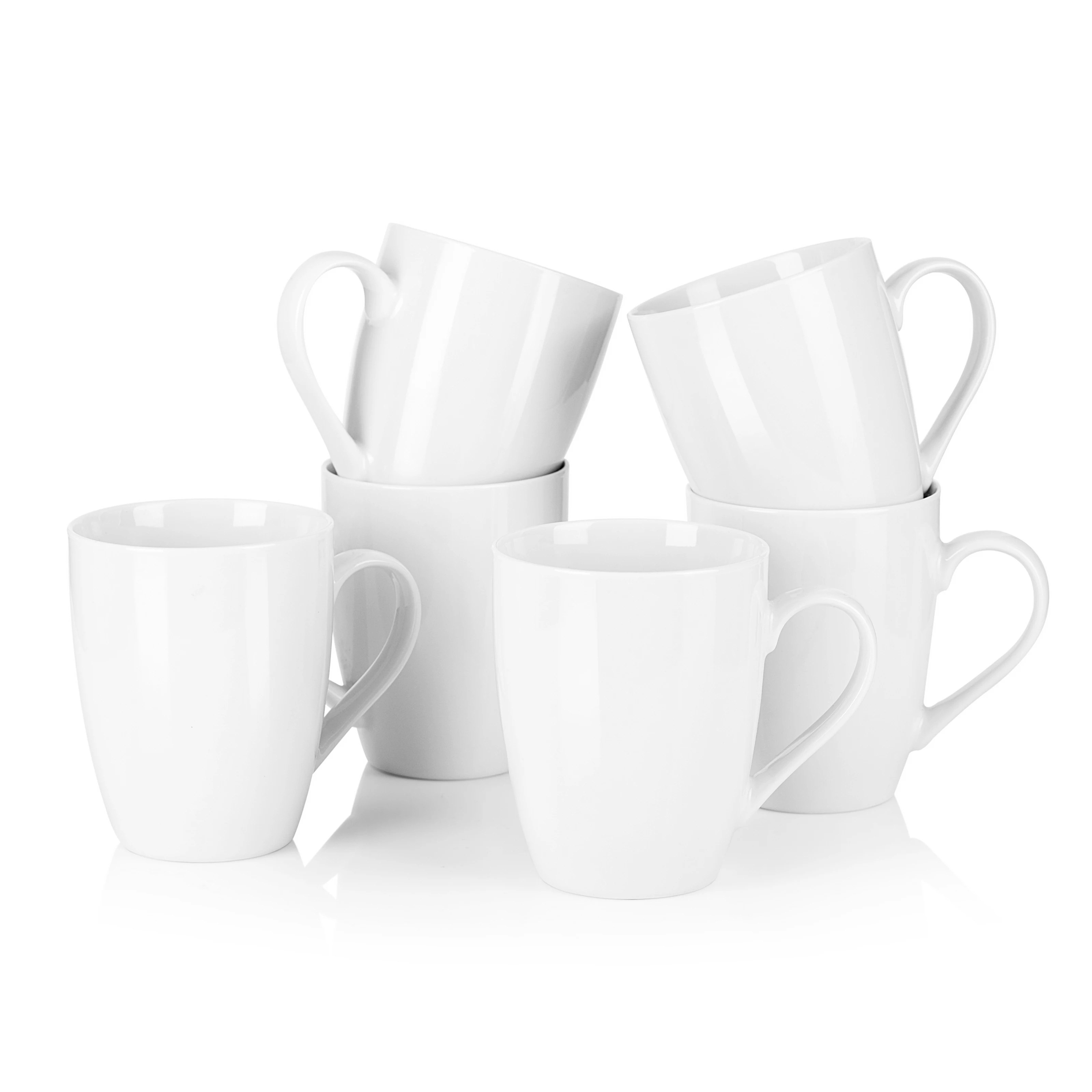 MALACASA Series Elisa 6/12 Pieces Ivory White Porcelain 340ml Coffee Mug Milk Cup For 6/12 Person