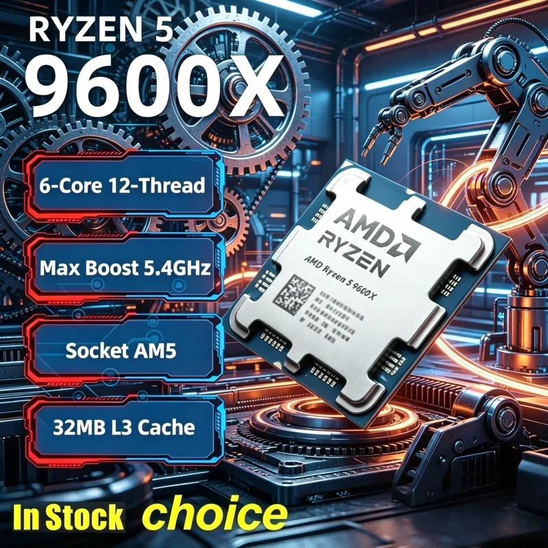 

Volant Rapid AMD Loose CPU Ryzen 5 9600X R5 9600X 6 Cores 12 Threads Max Boost 5.4GHz 32MB L3 Cache AM5 For B850 X870