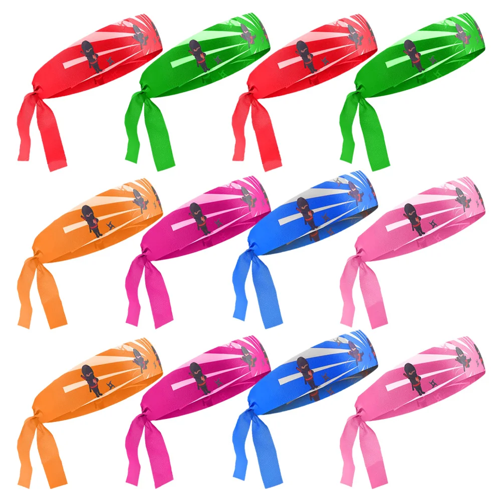 

12 шт. повязки на голову, декоративная ткань, самурай, ниндзя, каратэ, многоразовые, дышащие, широкие, для детей, размеры головы для фитнеса