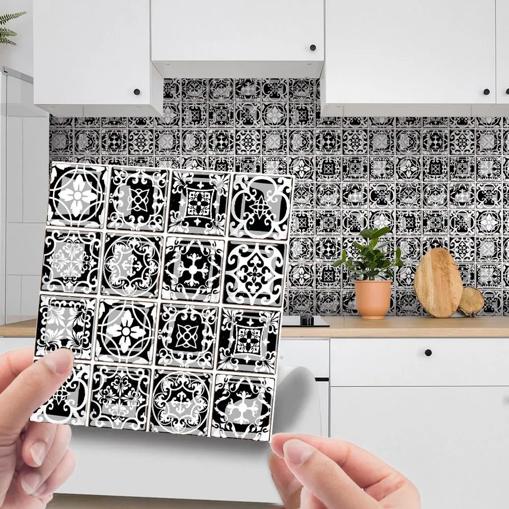 

10Pcs 10x10CM Mosaic Tiles Wall Sticker PVC 3D Mosaic Crystal Tile Stickers Premium Self-Adhesive Brick Tile Stickers Bathroom