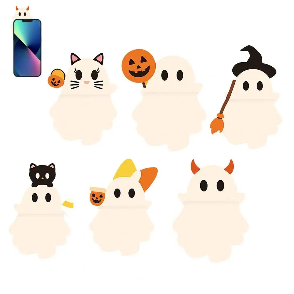 Ghost Lover Phone Pendant Spooky Halloween Ghost Phone Buddy Surprise Toy Set for Smartphone Mini Figure Adhesive for Halloween