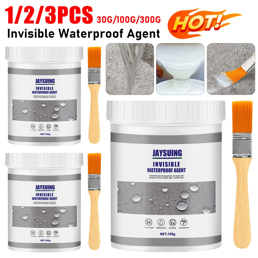 30/100g/300g Waterproof Coating Sealant Agent Transparent Glue With Brush Invisible Anti-Leak Roof Repair Broken Agent Tool