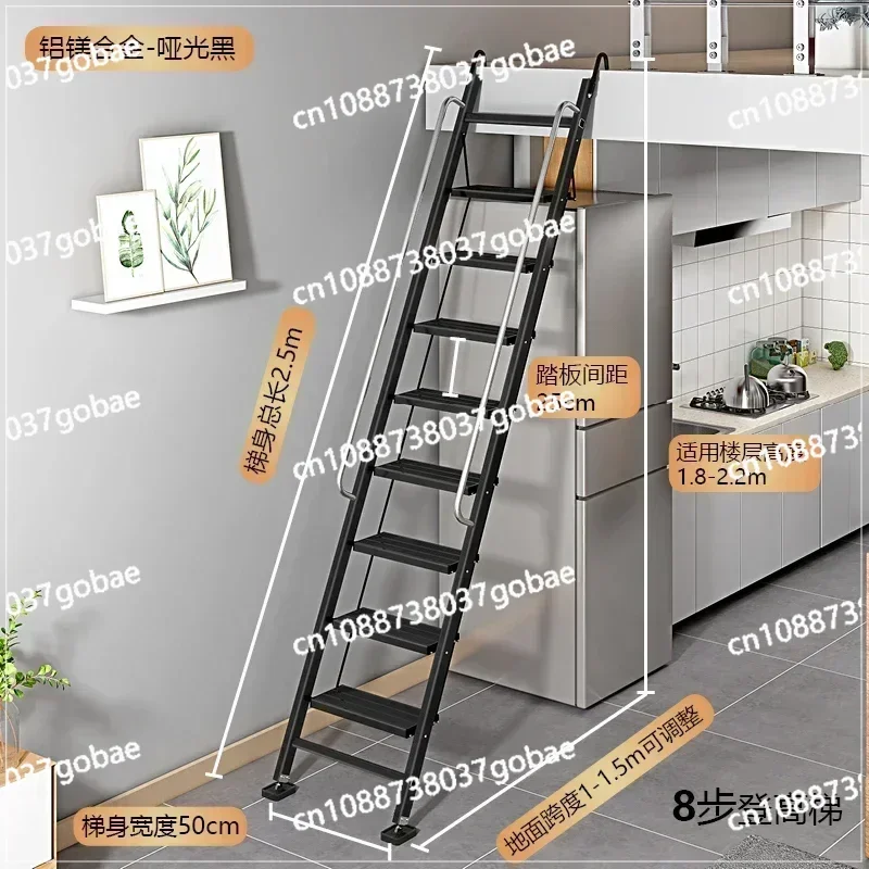 Ladder Household Aluminum Alloy Folding Stairs of Attic Indoor Escalator Thickened Engineering Ladder Mobile Portable