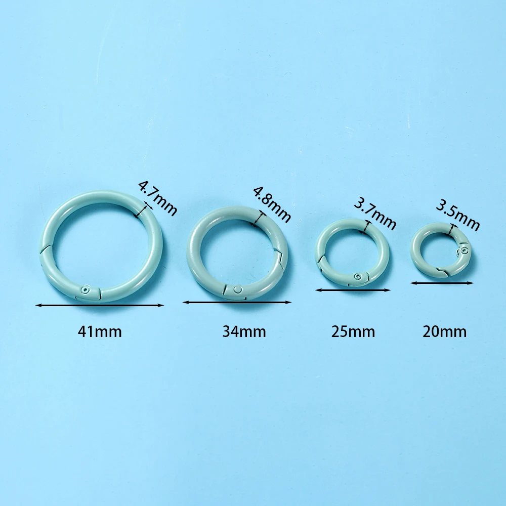 Anillo redondo de Metal con resorte que se puede abrir, mosquetón, llavero, Clips para bolso, gancho, cadena de perro, hebillas, conector para