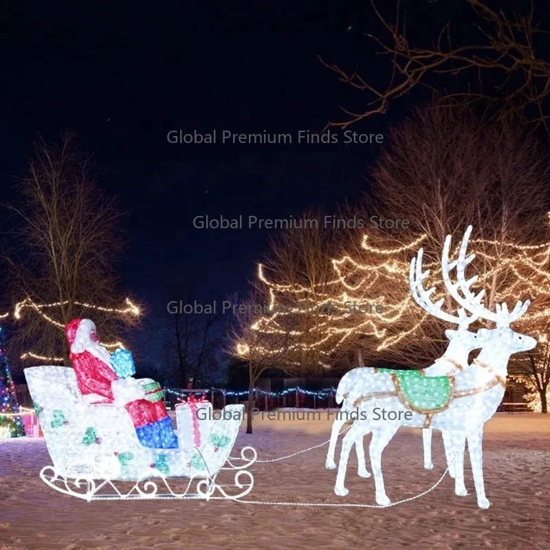 3d Deer Sled Light Motif Lighting Led Lighted Outdoor Santa Sleigh and Deer Christmas  Deer with Sledge