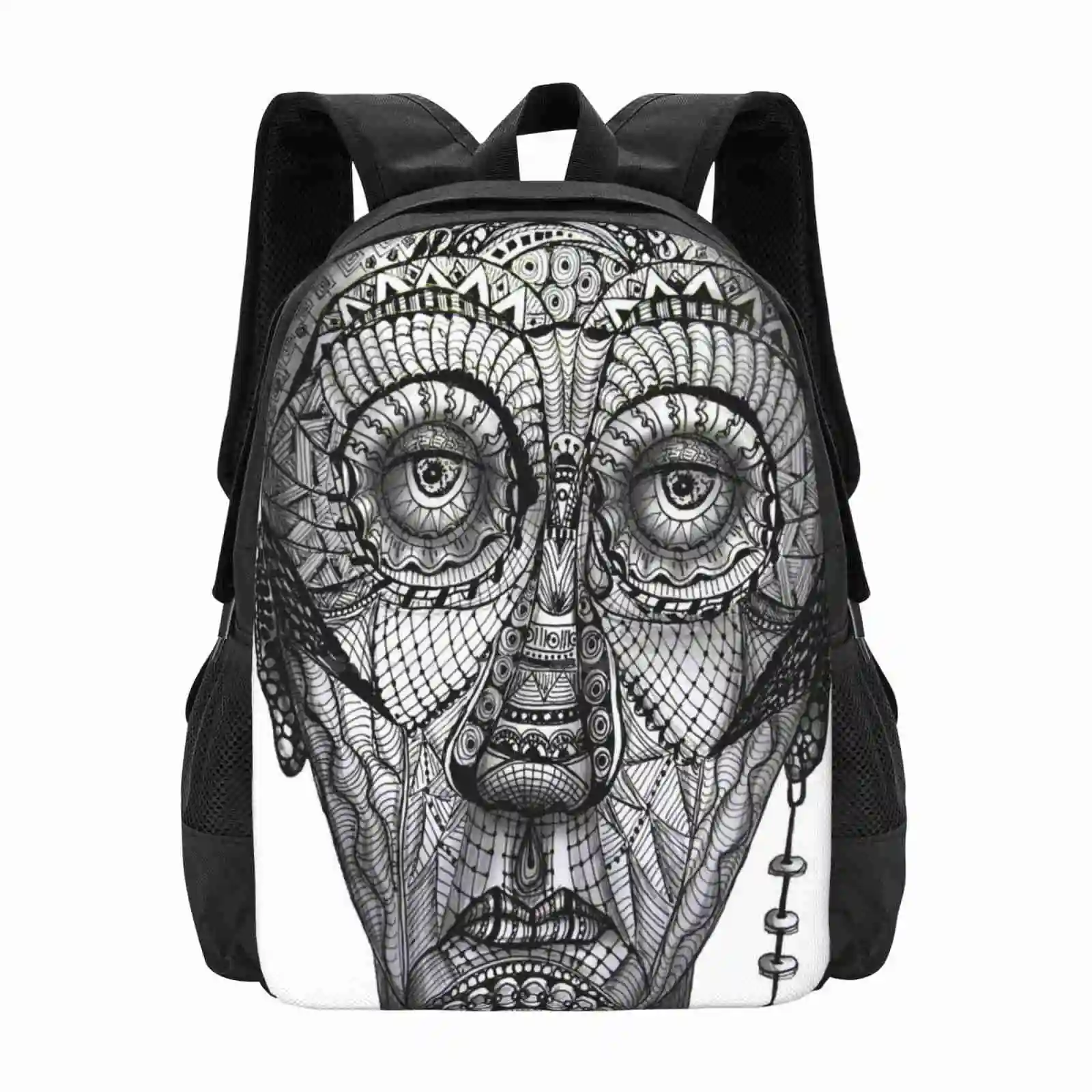 Mochila escolar de tatuaje para hombre, bolsos de moda, retrato de Zentangle, gran oferta