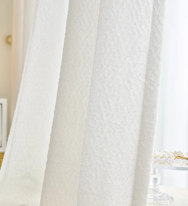 French High-end Pressed Crepe Seersucker Living Room and Bedroom Curtains