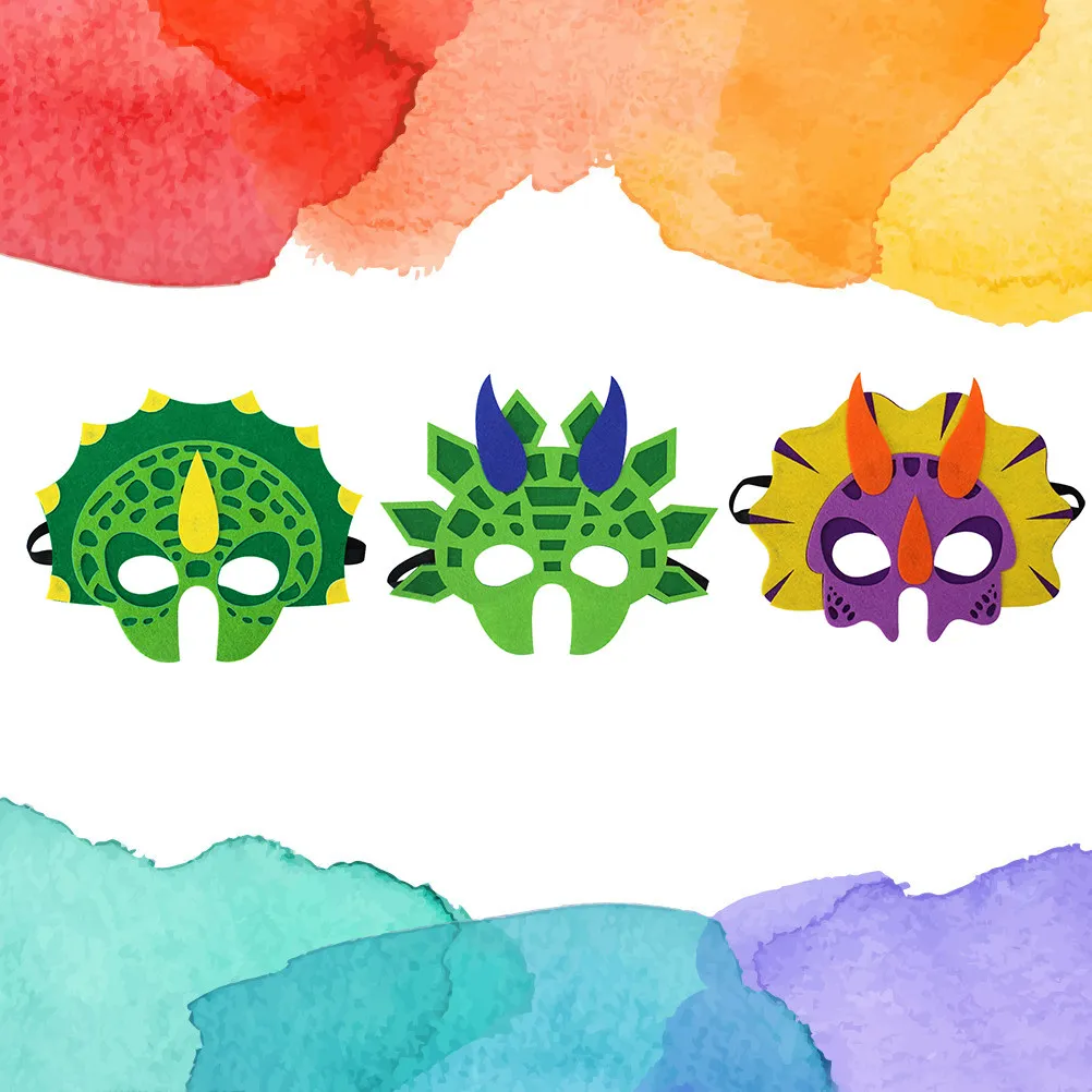 

3Pcs Kids Dinosaur Mask Set Stylish Comfortable Party Favors for Birthday Masquerade Theme Event Creative Gift Idea Fun Surprise