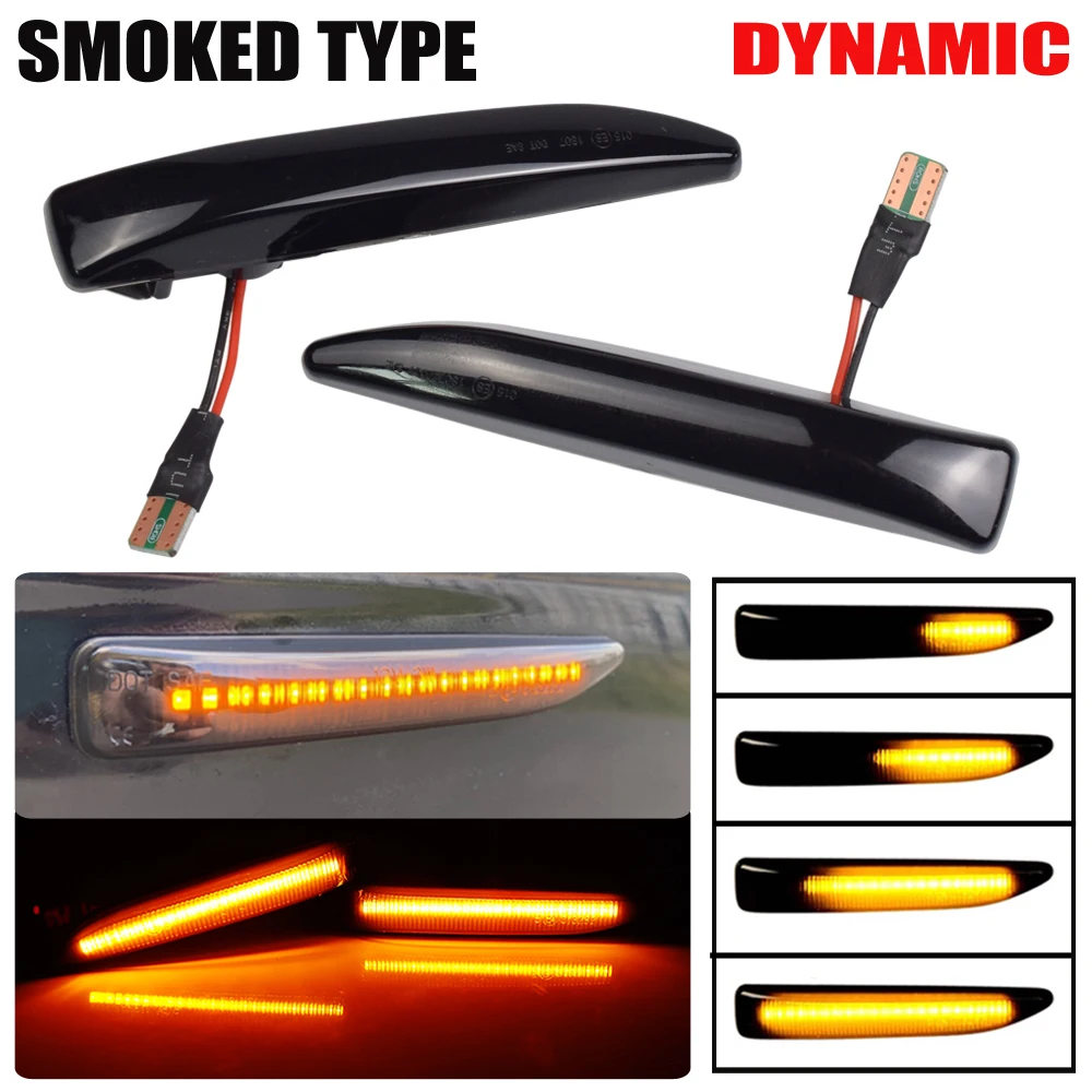 2Pcs for BMW 7 Series E65 E66 E67 E68 Flowing LED Side Marker Lights Dynamic Turn Signal Light Side Repeater Lamp Panel Lamp