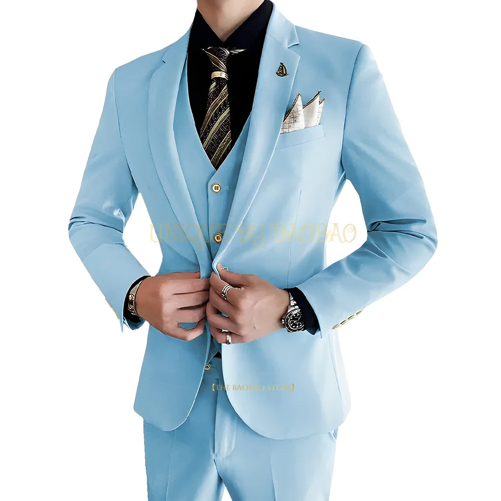 

Men's 3-Piece Wedding Suit (Jacket+Vest+pants) Slacks Classic Engagement Easter Prom Summer Party Christmas Tailored Attires