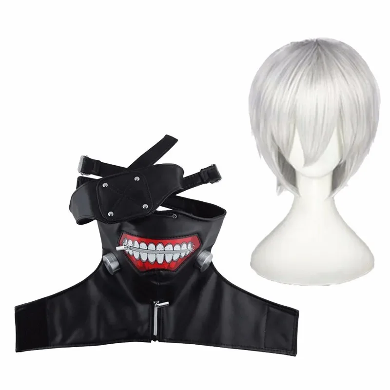 JP anime Tokyo Ghoul Ken Kaneki cosplay costume full set black leather fight uniform women men Halloween costume with mask wig