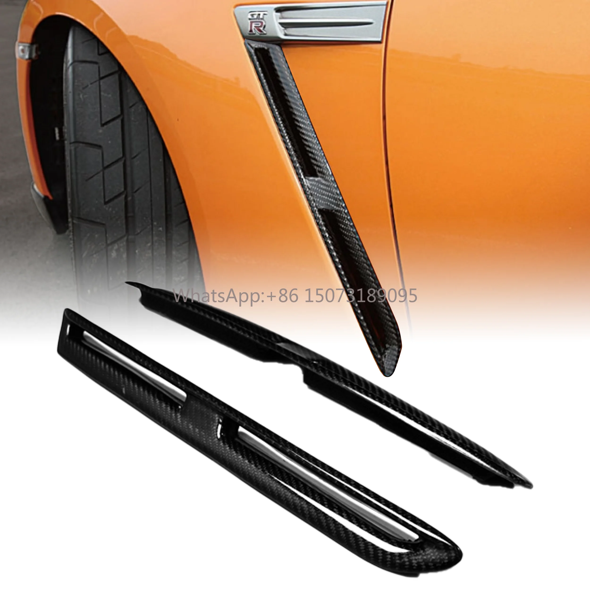 

OEM-вентиляторы переднего крыла из углеродного волокна с глянцевой отделкой, защита от ультрафиолета, настраиваемый размер для Nissan R35 GT-R