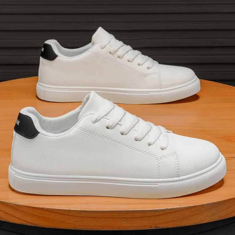 Men Classic Lace Up Leather Platform Shoes, Comfort Anti Slip Low Top Skate Sneakers For Urban Daily Office Street