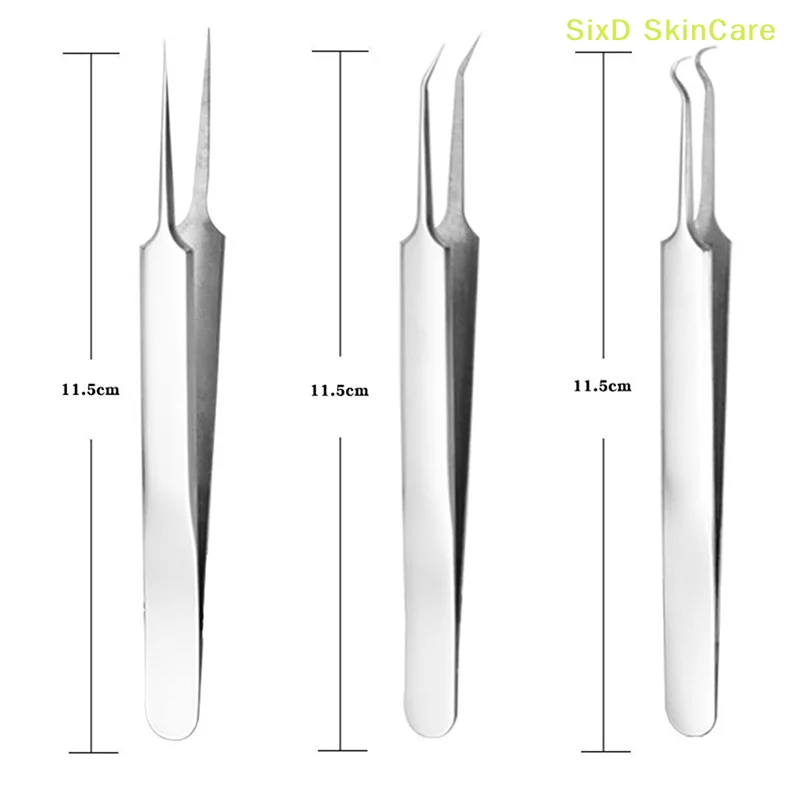 바늘 트위저 블랙헤드 여드름 제거, 뾰족한 벤드 헤드, 얼굴 관리 도구
