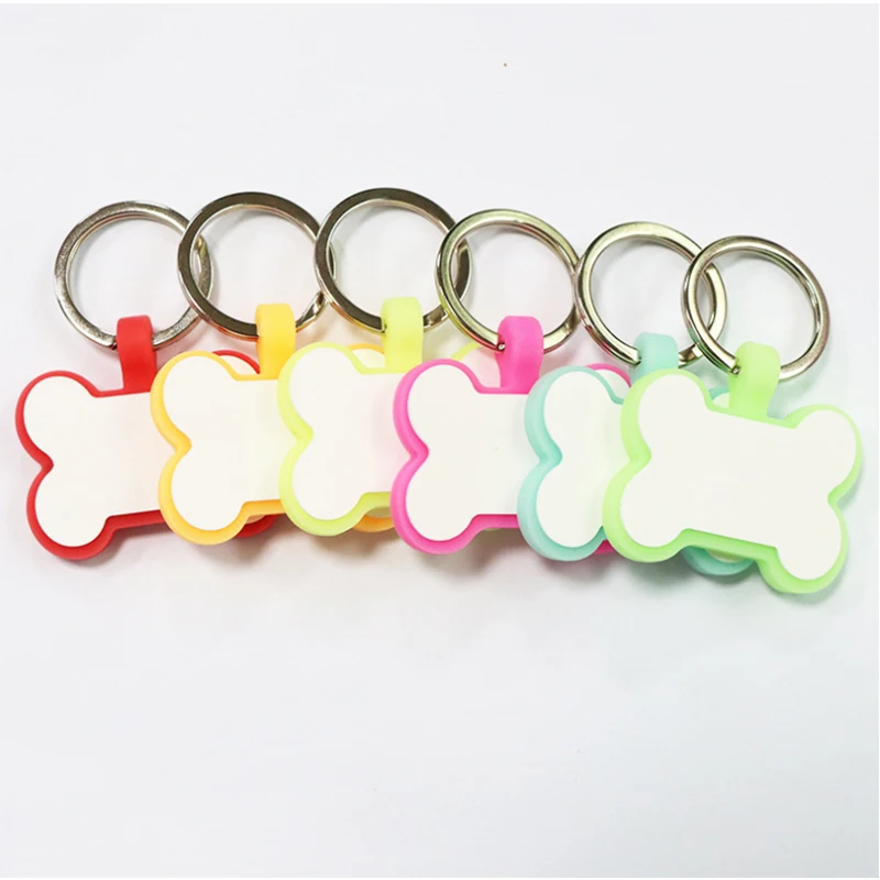 Creative Multicolor Glow Silicone Dog Tag Luminous Light No Electricity Pet Loss Prevention Collar Nameplate Pendant Bone Shape