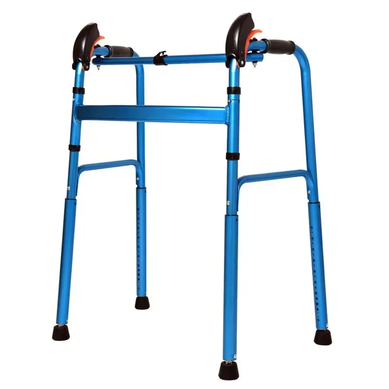 Elderly Folding Walker Adjustable Stair Climbing Rollator Walking Aid with Armrest for Seniors Home Rehabilitation