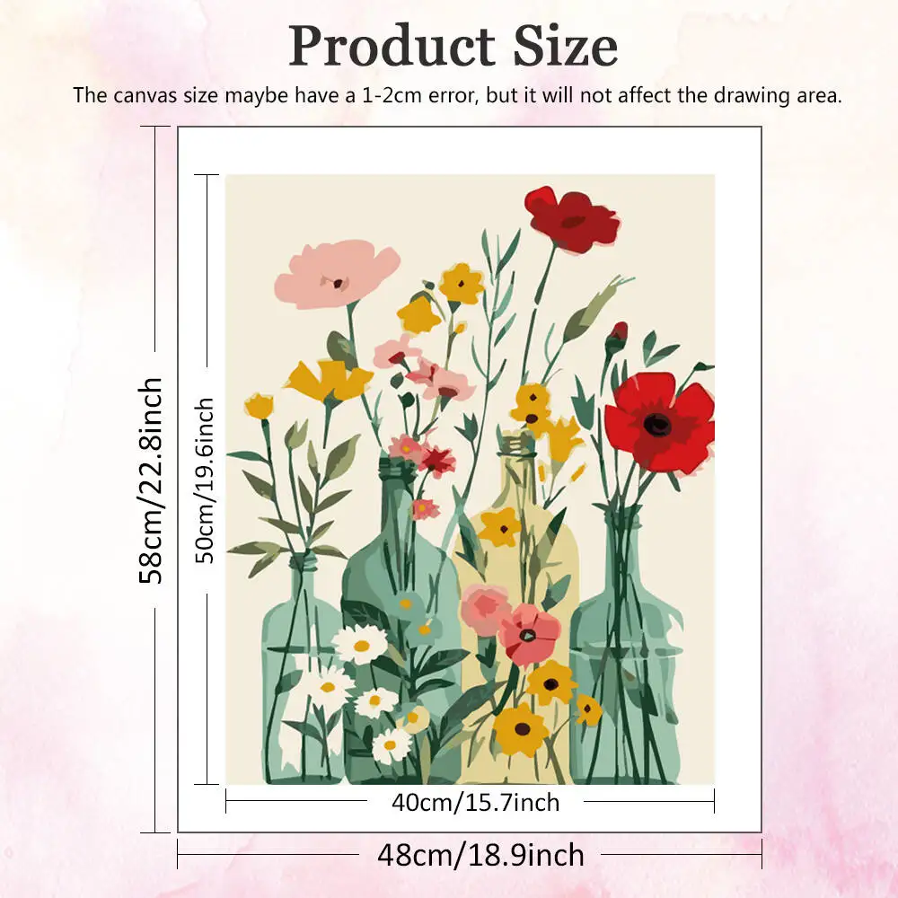 DIY التلوين بالأرقام زهرة الخشخاش الطلاء حسب عدد زهرية قماش مجموعات للمبتدئين لوازم الحرف الكبار هدية مرسومة باليد #2