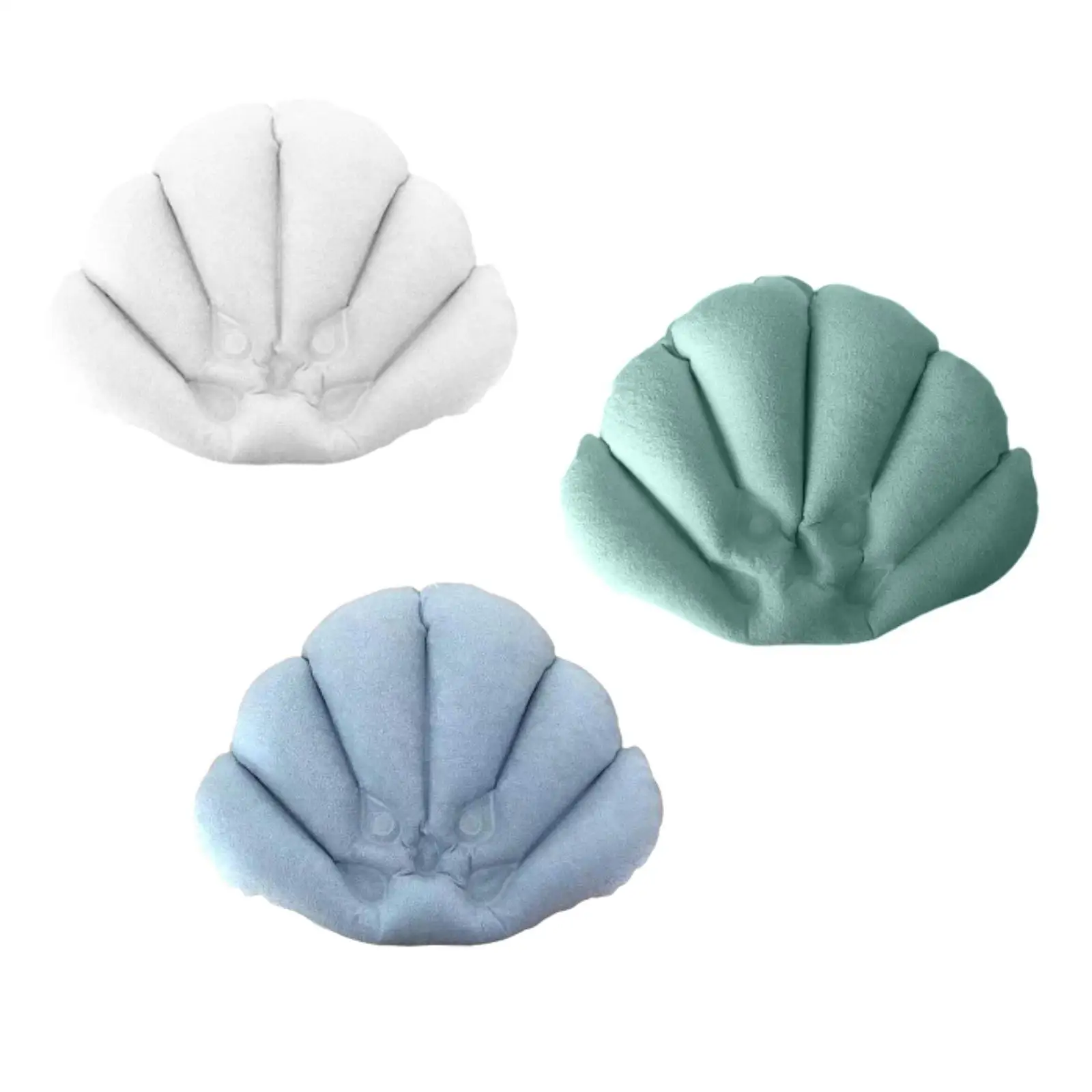 Portable Shell Shaped Inflatable Bath Pillow Nonslip Head Supports Cushion Comfortable Suction Cup Bath Cushion Support for Home