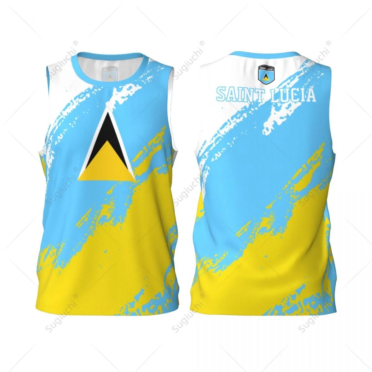 Men Basketball Sports Saint Lucia Flag Running Fitness Multifunction Jersey Sleeveless shirt Custom Name Nunber Exclusive