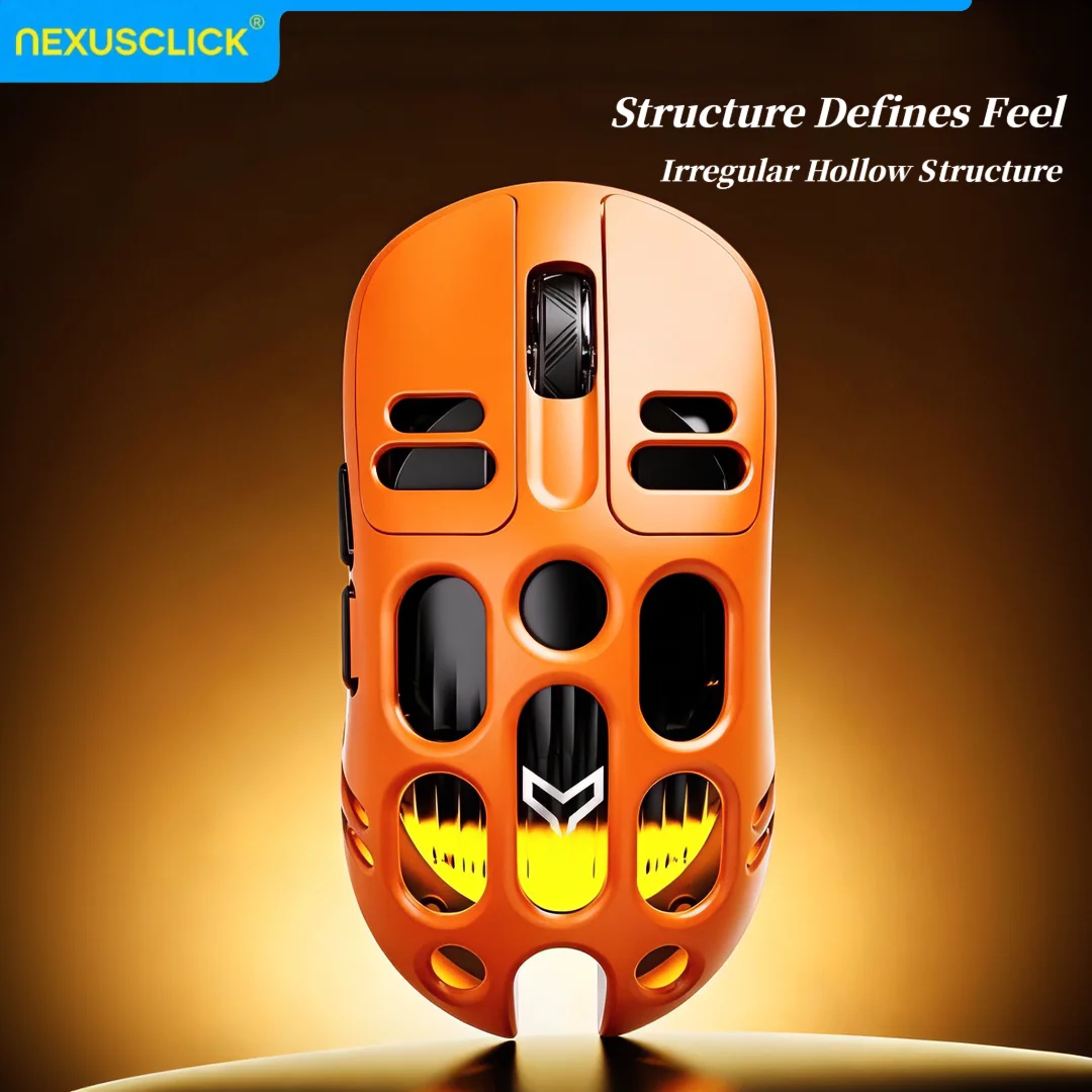 NexusClick Novelty Lightweight Hollow Wireless Gaming Mouse,Tri-Mode Ergonomic 4000DPI Esports Mice for Computer Mac Word Player