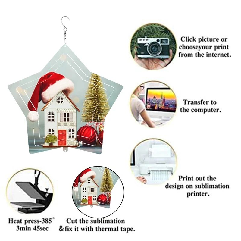 6 paczek 10 Cal blanków wiszących z lat wiatraczek Boże Narodzenie wiatraczek blanki prezent na Boże Narodzenie dekoracja ogrodu