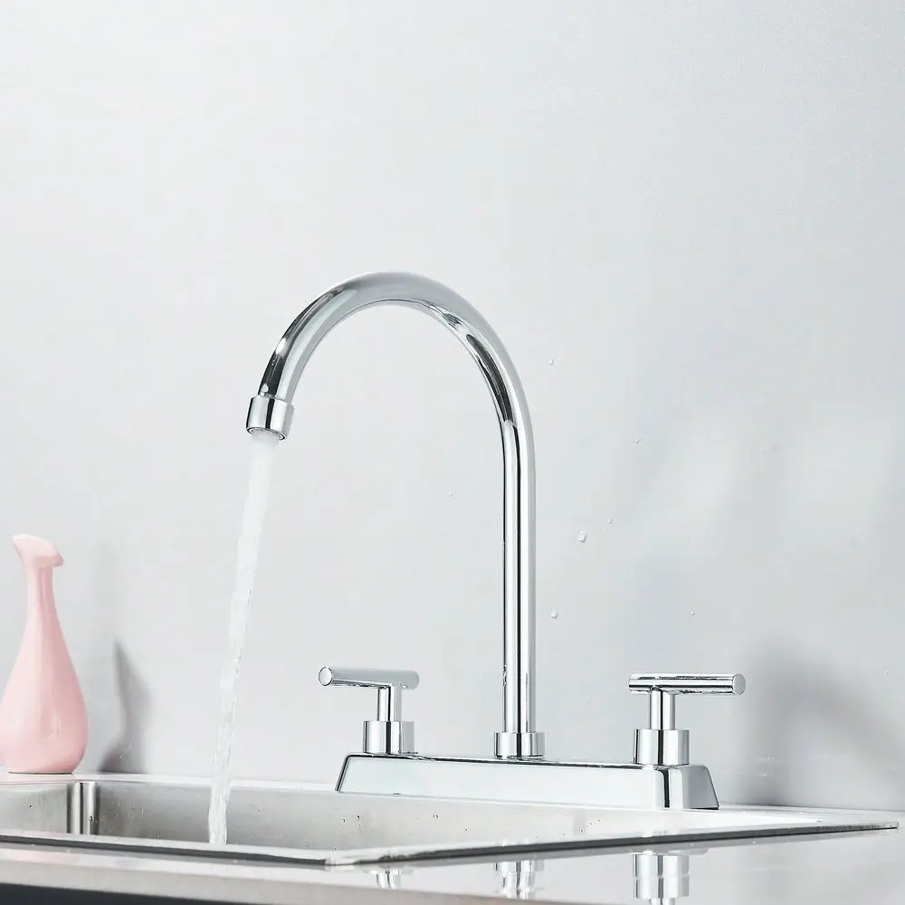

Handle Kitchen Faucet, High Arc Swivel Spout Stainless Steel Kitchen Sink Faucet, Modern Commercial 3 Hole Kitchen Faucet Solid
