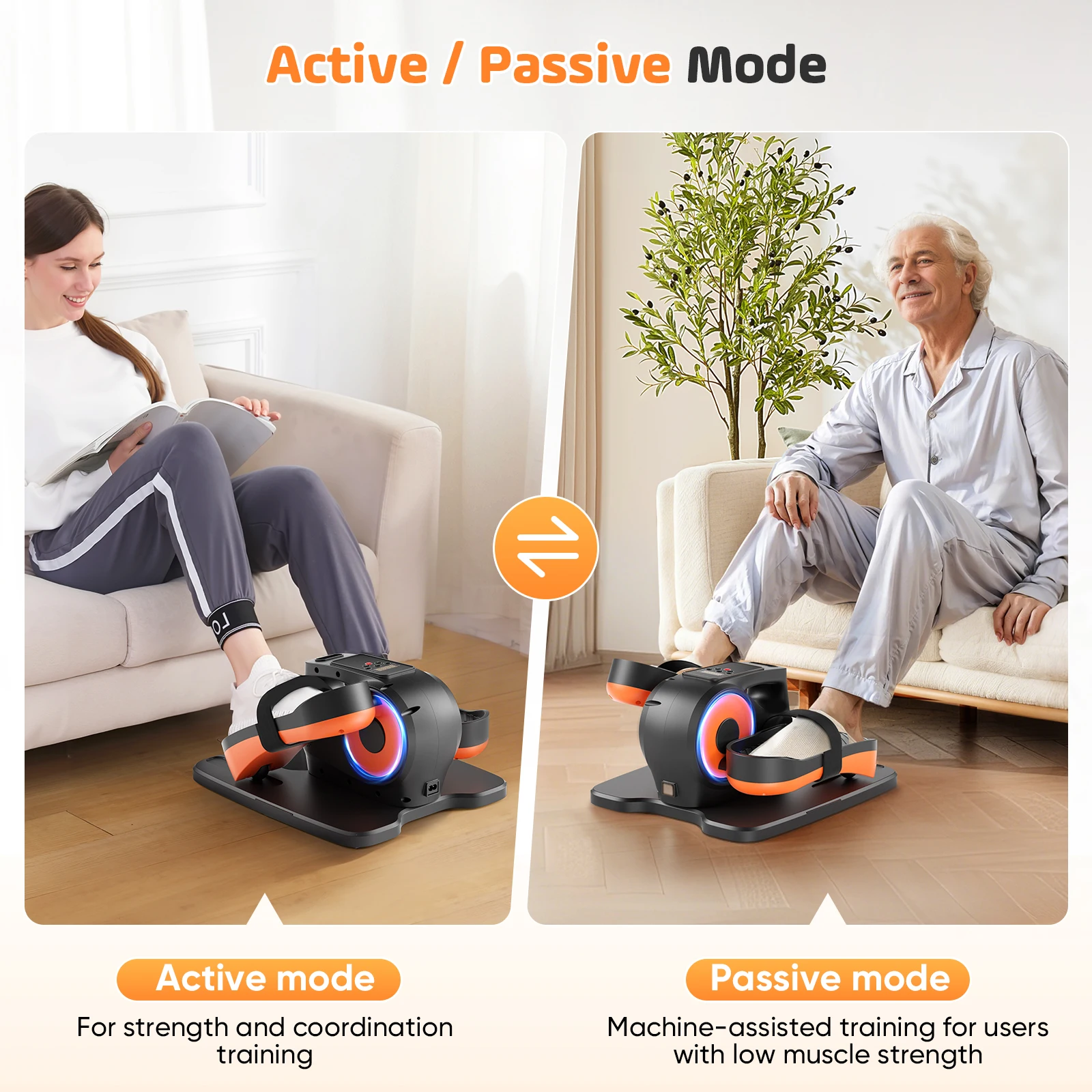 Maszyna eliptyczna pod biurkiem Domowy przyrząd do ćwiczeń nóg w kształcie elipsy z 12 regulowanymi prędkościami Cichy i przenośny przyrząd do ćwiczeń na pedałach