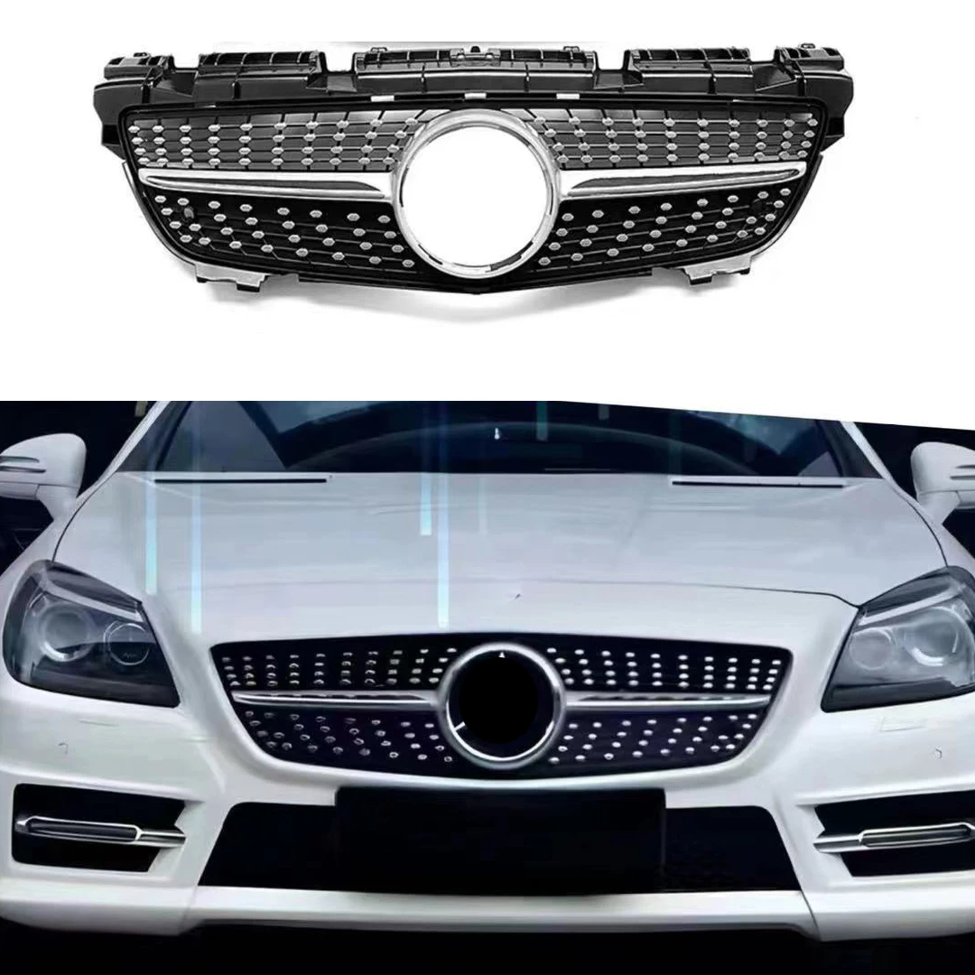 Suitable for Mercedes Benz SLK grille SLC front grille SLK200 Starry Sky R172 vertical bar SLK350 black SLK250 grille