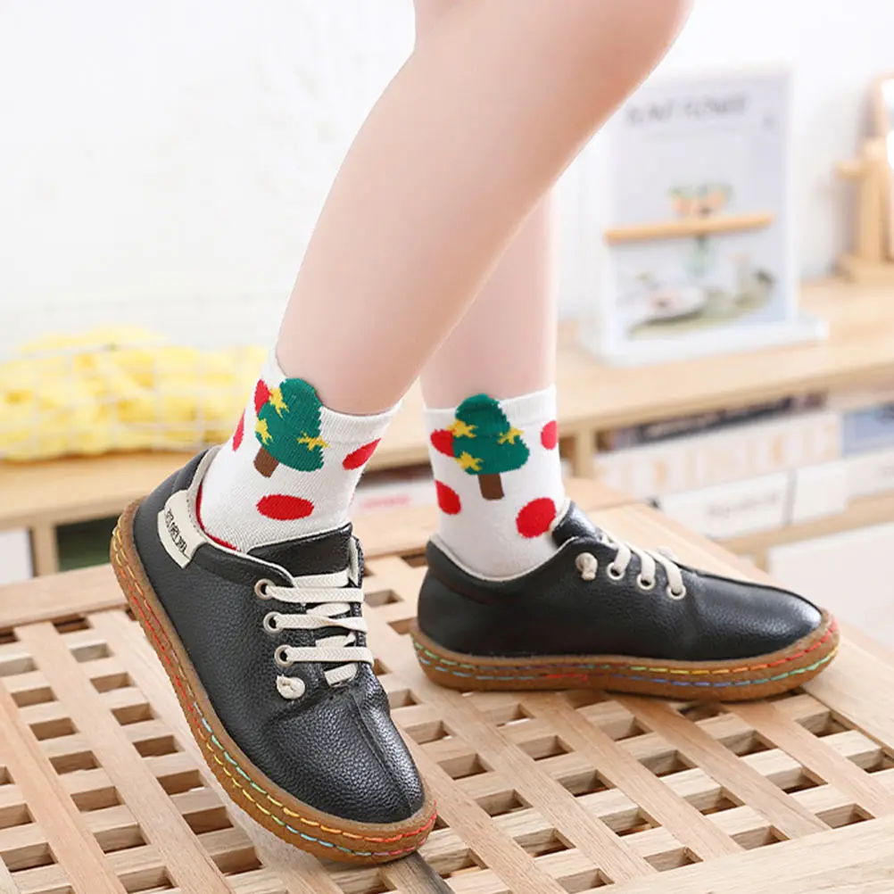 

5 Pairs Christmas Socks Kids Xmas Stockings Newborn Cotton Mid calf Winter Warm Comfortable Breathable Soft Friendly Skin