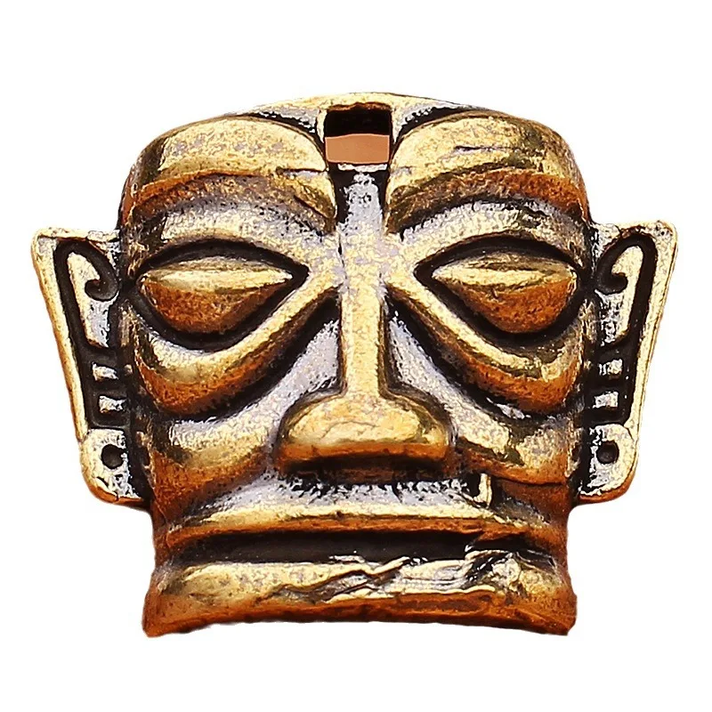Sanxingdui Antique Brass Crafts Cartoon Robot Figurine Mythical Sculpture Key Chains Pendant Accessories DIY Car Pendant Decor